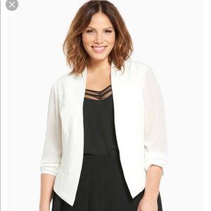 White blazer with chiffon sleeves
